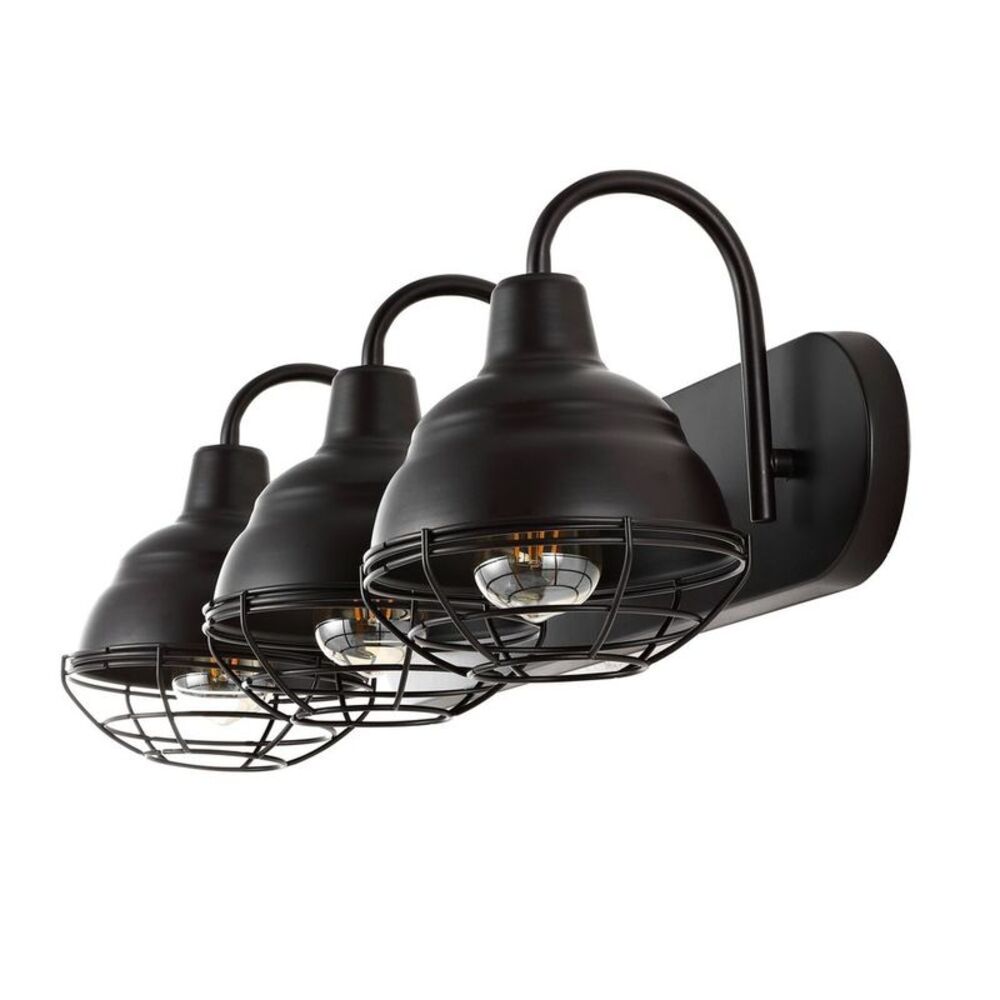 JONATHAN Y - 24.5" 3-Light Levi Industrial Farmhouse Iron LED V Bronze - Picture 5 of 8